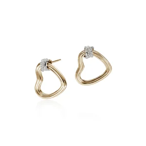 Women John Hardy Bamboo Heart Earrings, Gold, Diamonds