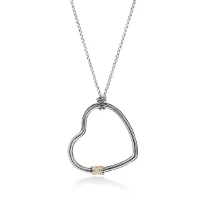 Women John Hardy Bamboo Heart Necklace, Gold, Silver, Diamonds