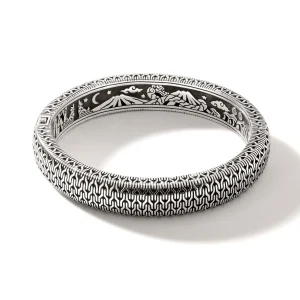 Women John Hardy Carved Chain Hinged Bangle, Sterling Silver