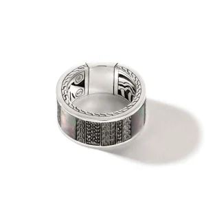 John Hardy Carved Chain Ring, Dark Silver, Hardstones