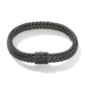 John Hardy Icon Bracelet, Dark Silver, Pavé, 11MM