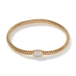 Women John Hardy Icon Bracelet, Gold, Diamonds, 5MM