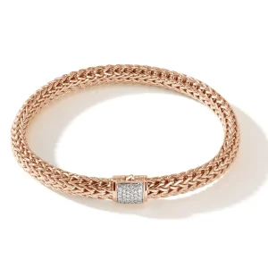 Women John Hardy Icon Bracelet, Rose Gold, Diamonds, 6.5MM