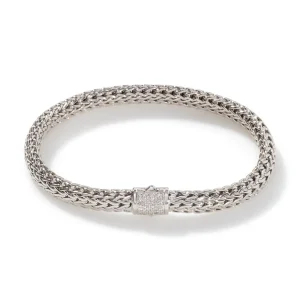 Women John Hardy Icon Bracelet, Silver, Diamonds, 6.5MM