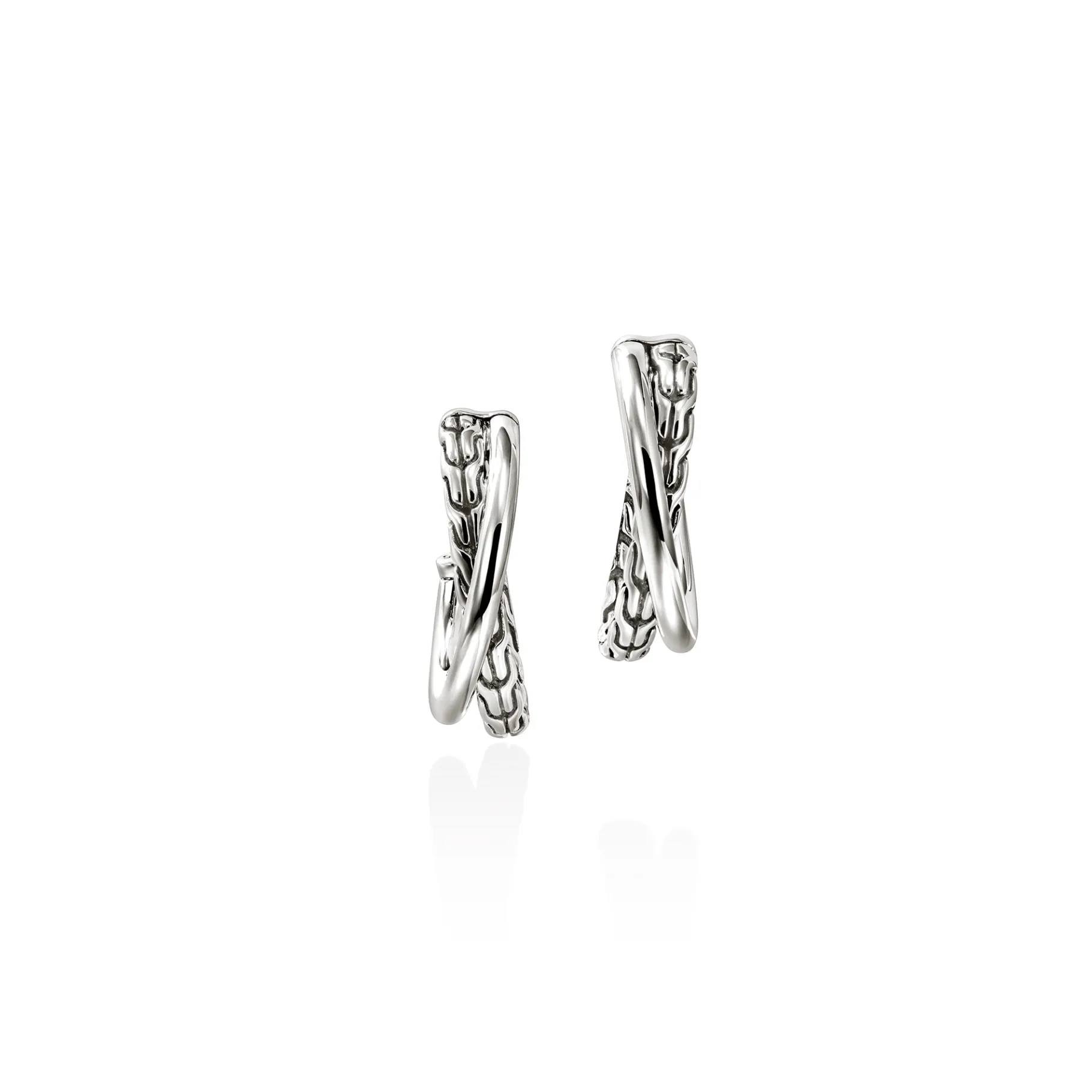 Women John Hardy JH Essential Crossover Earring, Sterling Silver, 20.5MM