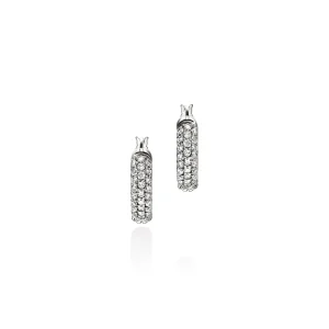 Women John Hardy JH Essential Hoop Earring, Sterling Silver, Diamonds, 9MM