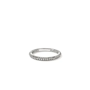 Women John Hardy JH Essential Pavé Band Ring, Sterling Silver, Diamonds, 2MM