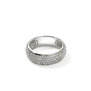 Women John Hardy JH Essential Pavé Band Ring, Sterling Silver, Diamonds, 7MM