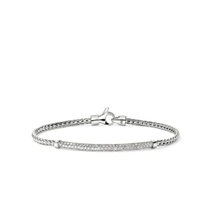 Women John Hardy JH Essential Pavé Bracelet, Sterling Silver, Diamonds, 2.5MM