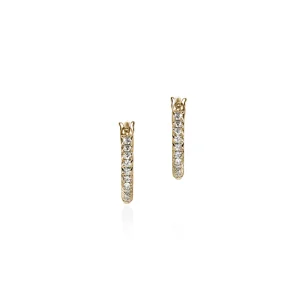 Women John Hardy JH Essential Pavé Hoop Earring, Gold, Diamonds, 9MM