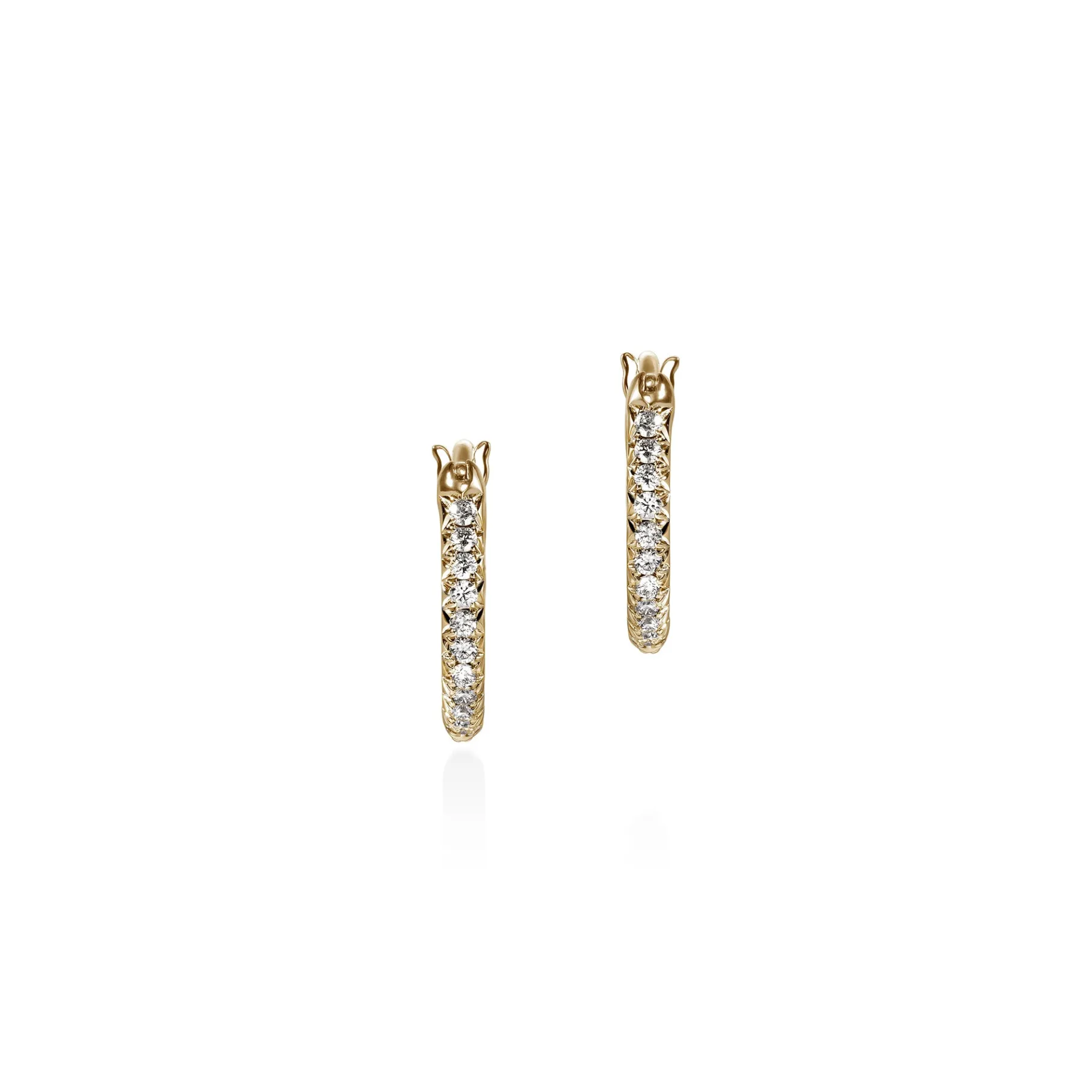 Women John Hardy JH Essential Pavé Hoop Earring, Gold, Diamonds, 9MM