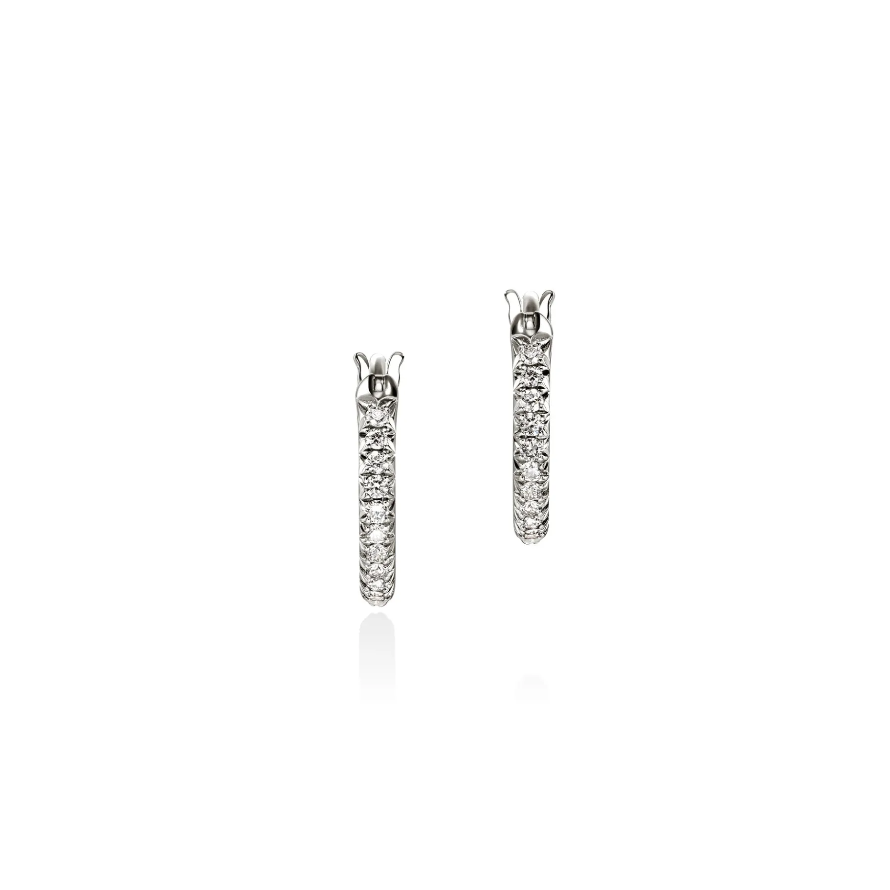 Women John Hardy JH Essential Pavé Hoop Earring, Sterling Silver, Diamonds, 9MM