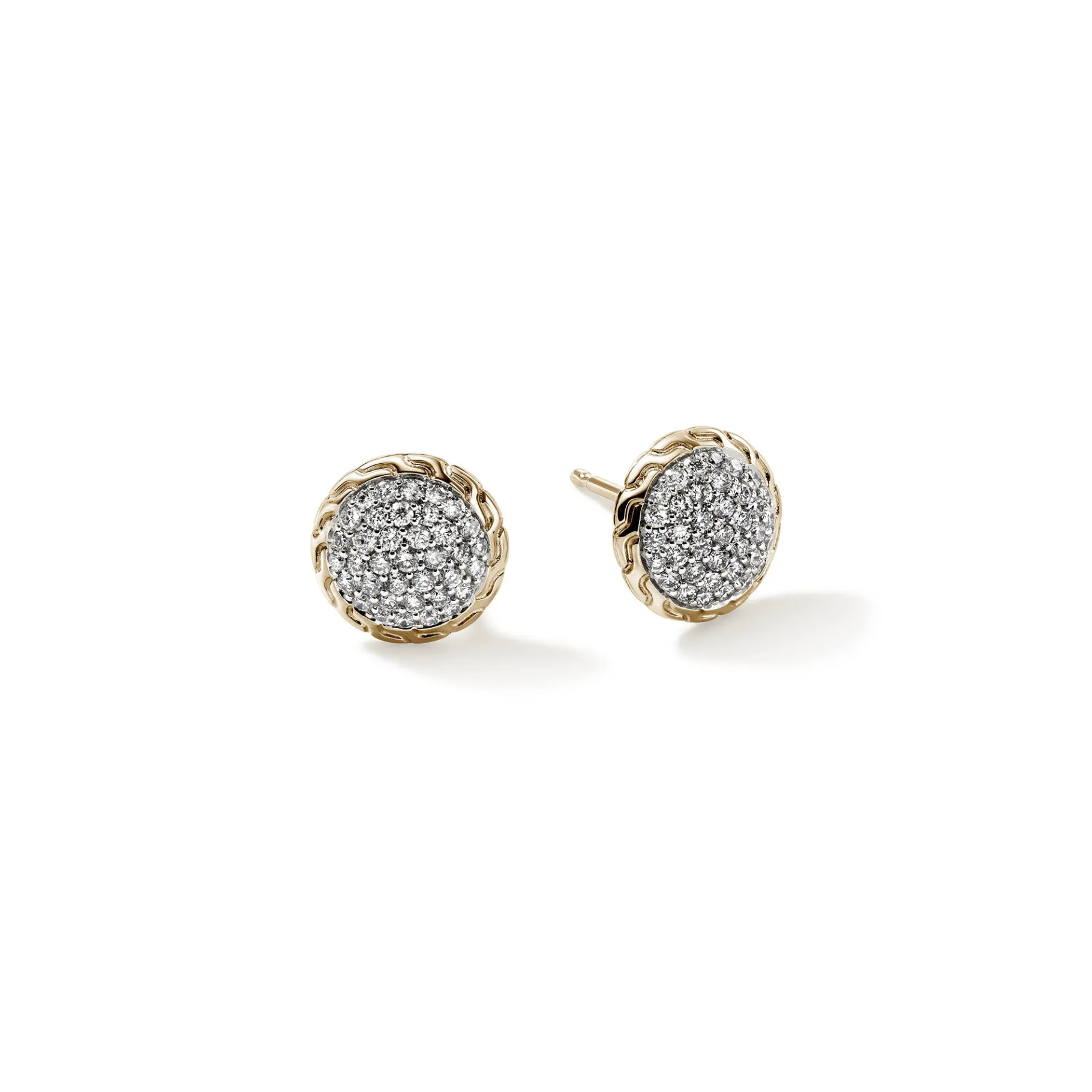 Women John Hardy JH Essential Pavé Stud Earring, Gold, Diamonds, 10MM
