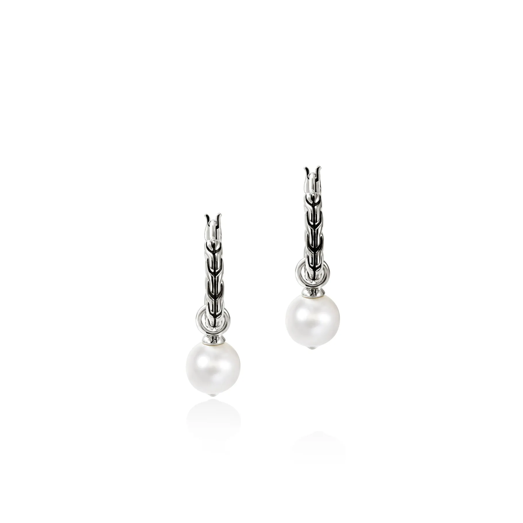 Women John Hardy JH Essential Pearl Hoop Earrings, Sterling Silver