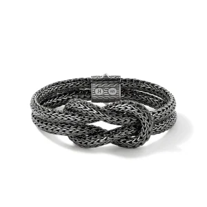 Women John Hardy Love Knot Bracelet, Dark Silver, 13MM