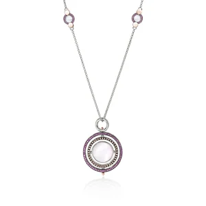 Women John Hardy Moon Door Necklace, Silver, Rose Gold, Pavé, Pearl