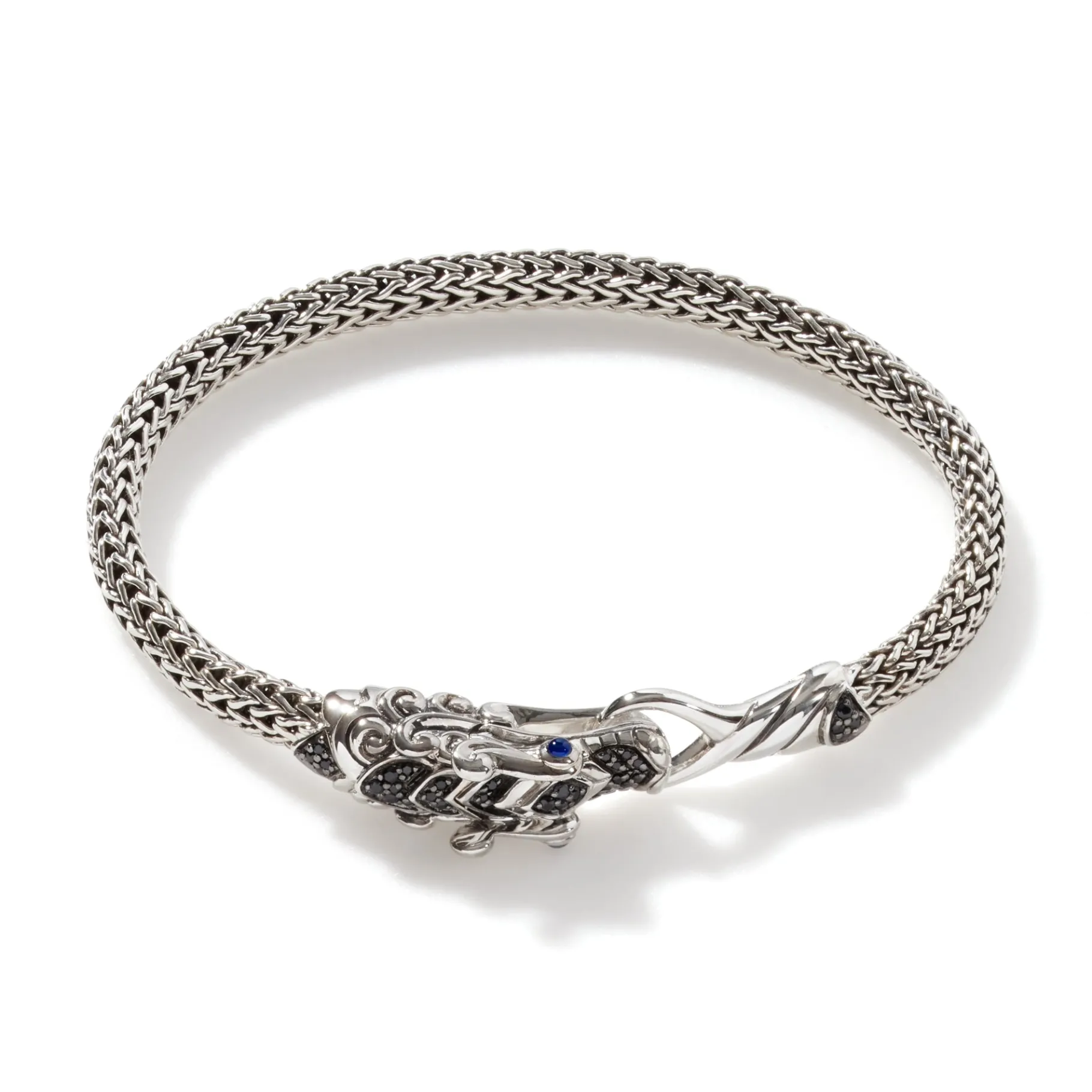 Women John Hardy Naga Bracelet, Sterling Silver, Pavé, 5MM