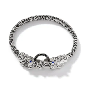 Women John Hardy Naga Bracelet, Sterling Silver, Pavé, 5MM