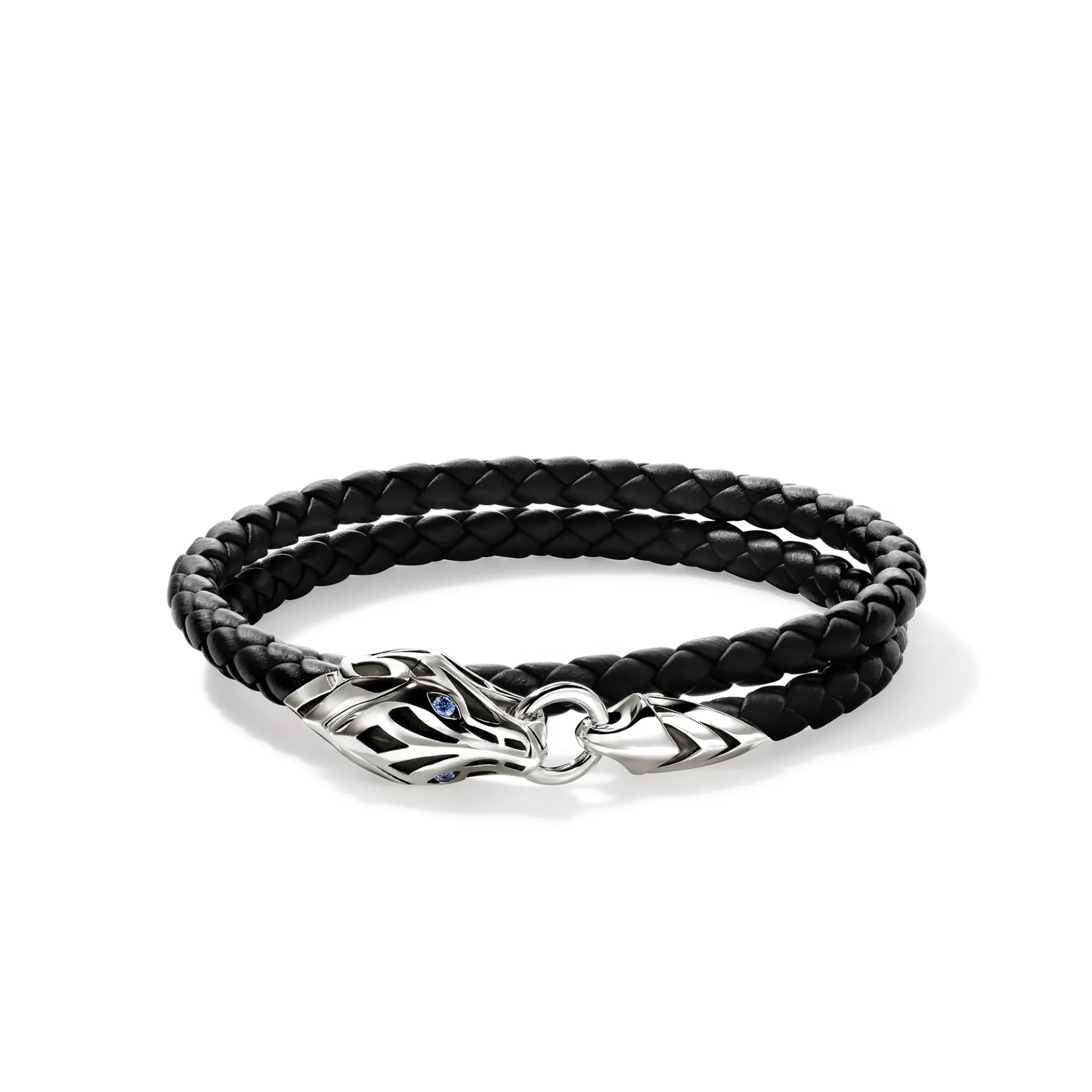 John Hardy Naga Wrap, Leather, Sterling Silver, Blue Sapphire, 5MM