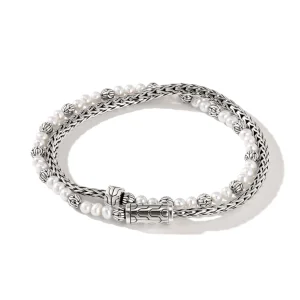 Women John Hardy Pearl Chain Double Wrap, Sterling Silver