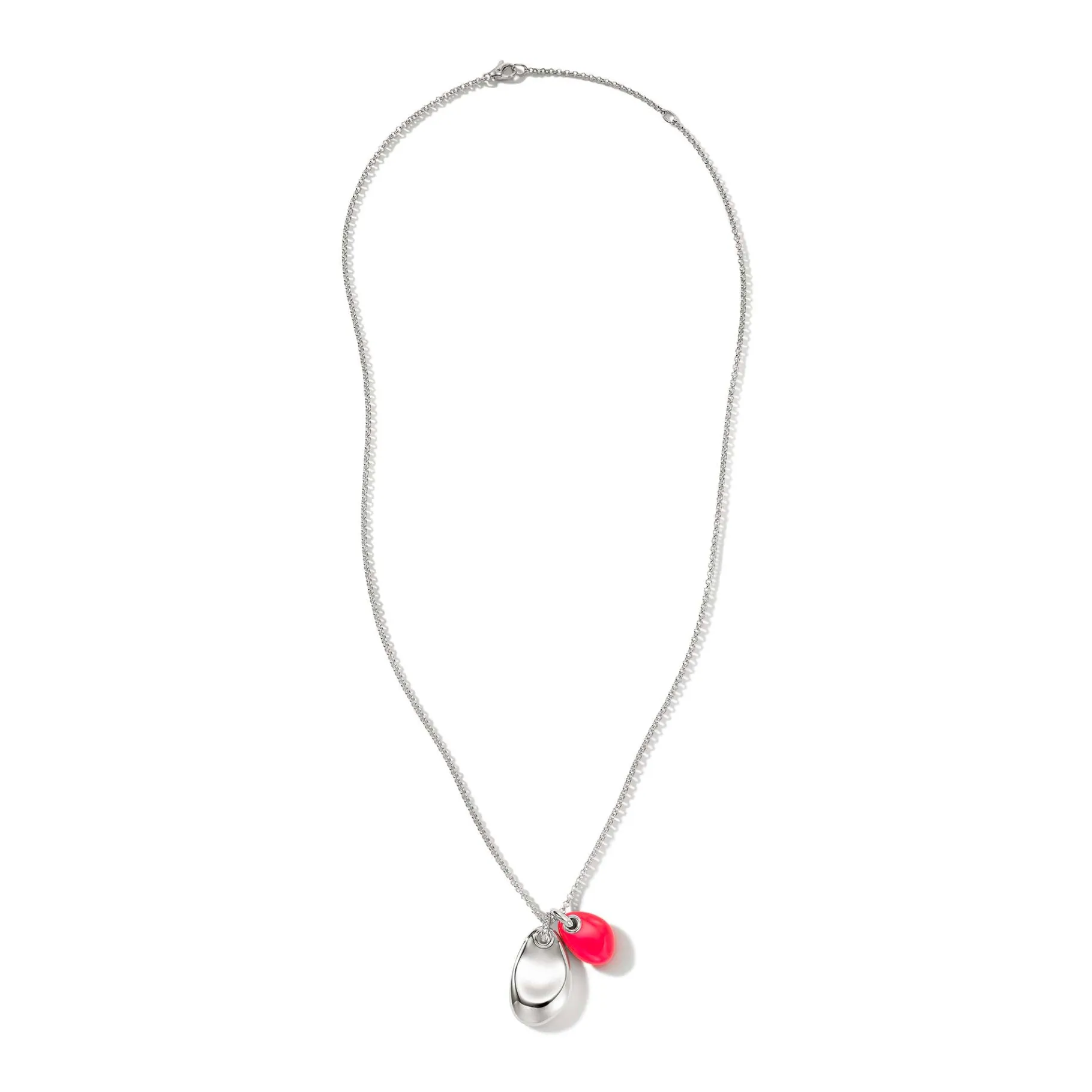 Women John Hardy Pebble Duo Necklace, Silver, Diamonds
