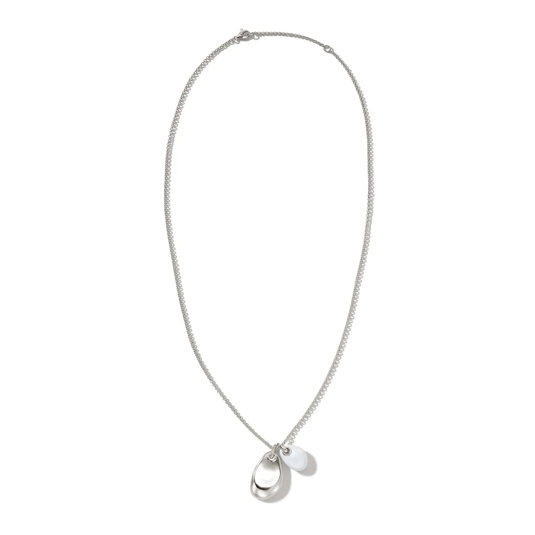 Women John Hardy Pebble Duo Necklace, Silver, Diamonds