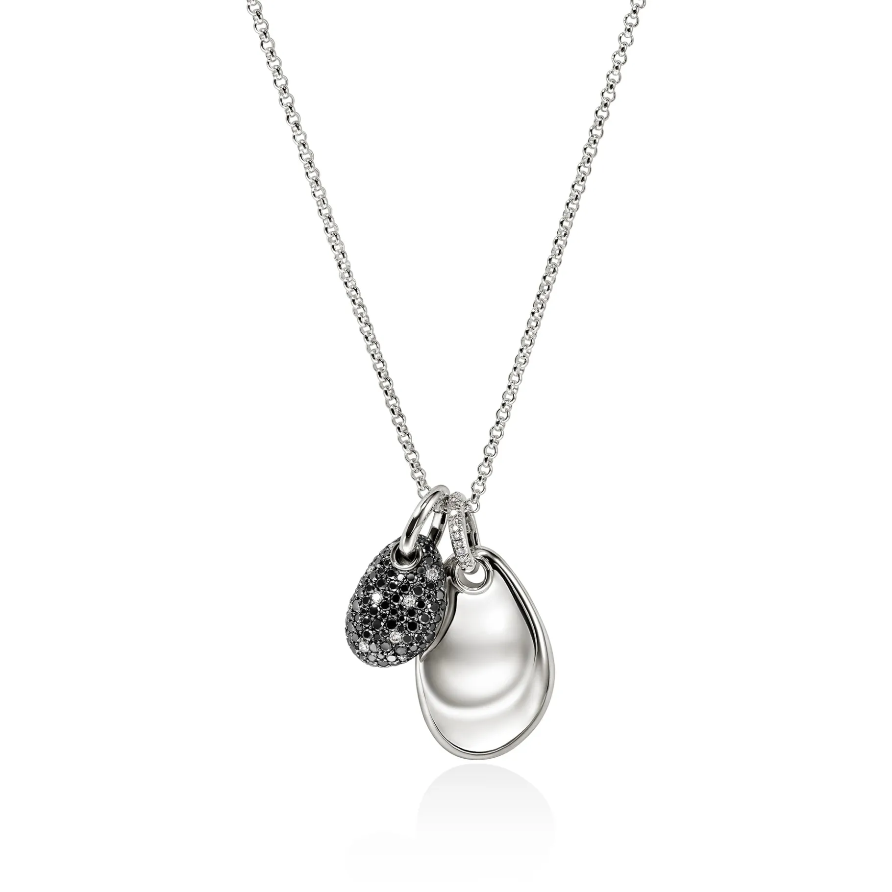Women John Hardy Pebble Duo Necklace, Sterling Silver, Black Sand Diamond Pavé