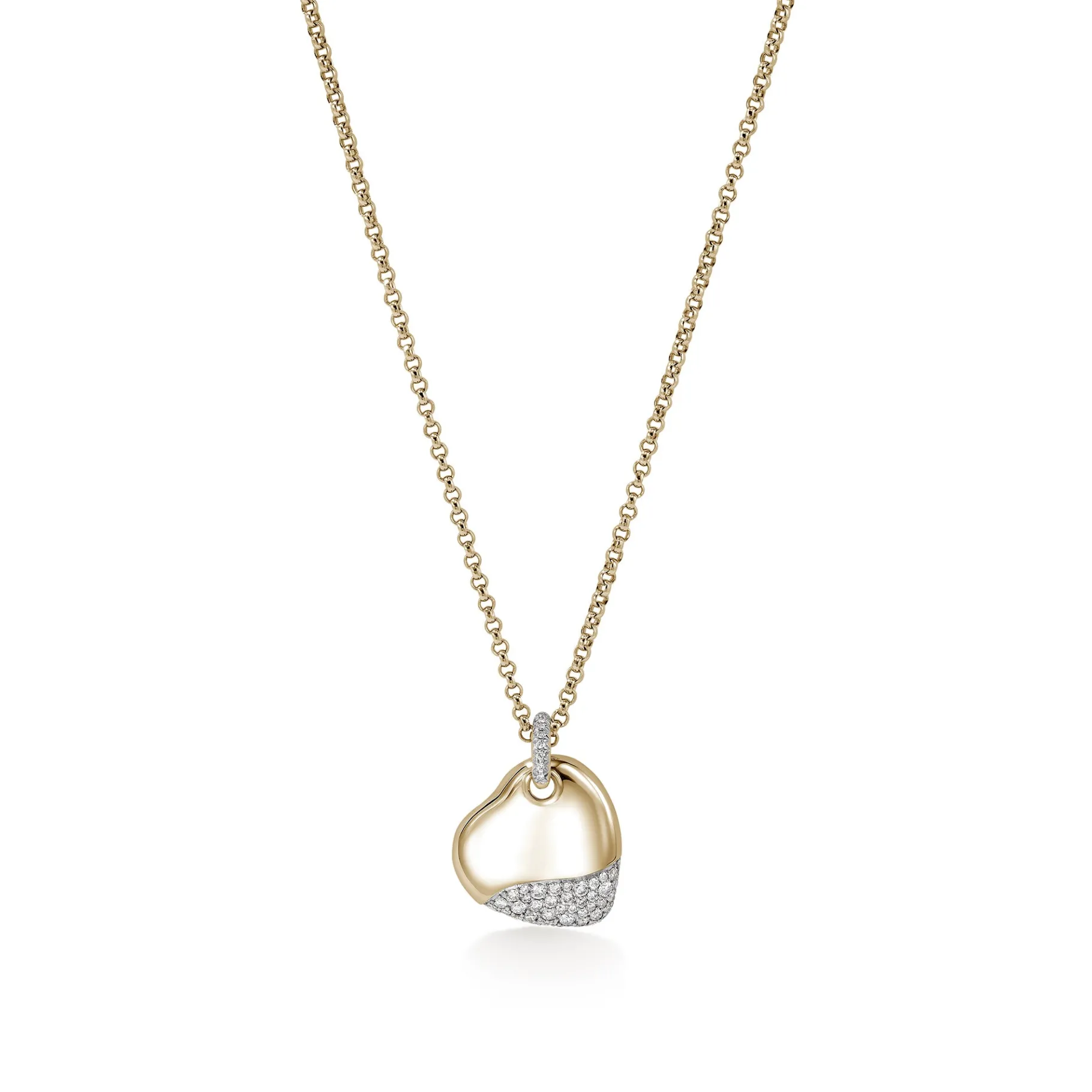 Women John Hardy Pebble Heart Necklace, Gold, Diamonds, Large