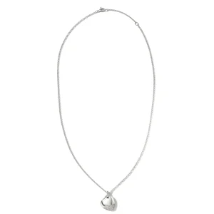 Women John Hardy Pebble Heart Necklace, Silver, Diamonds, Large