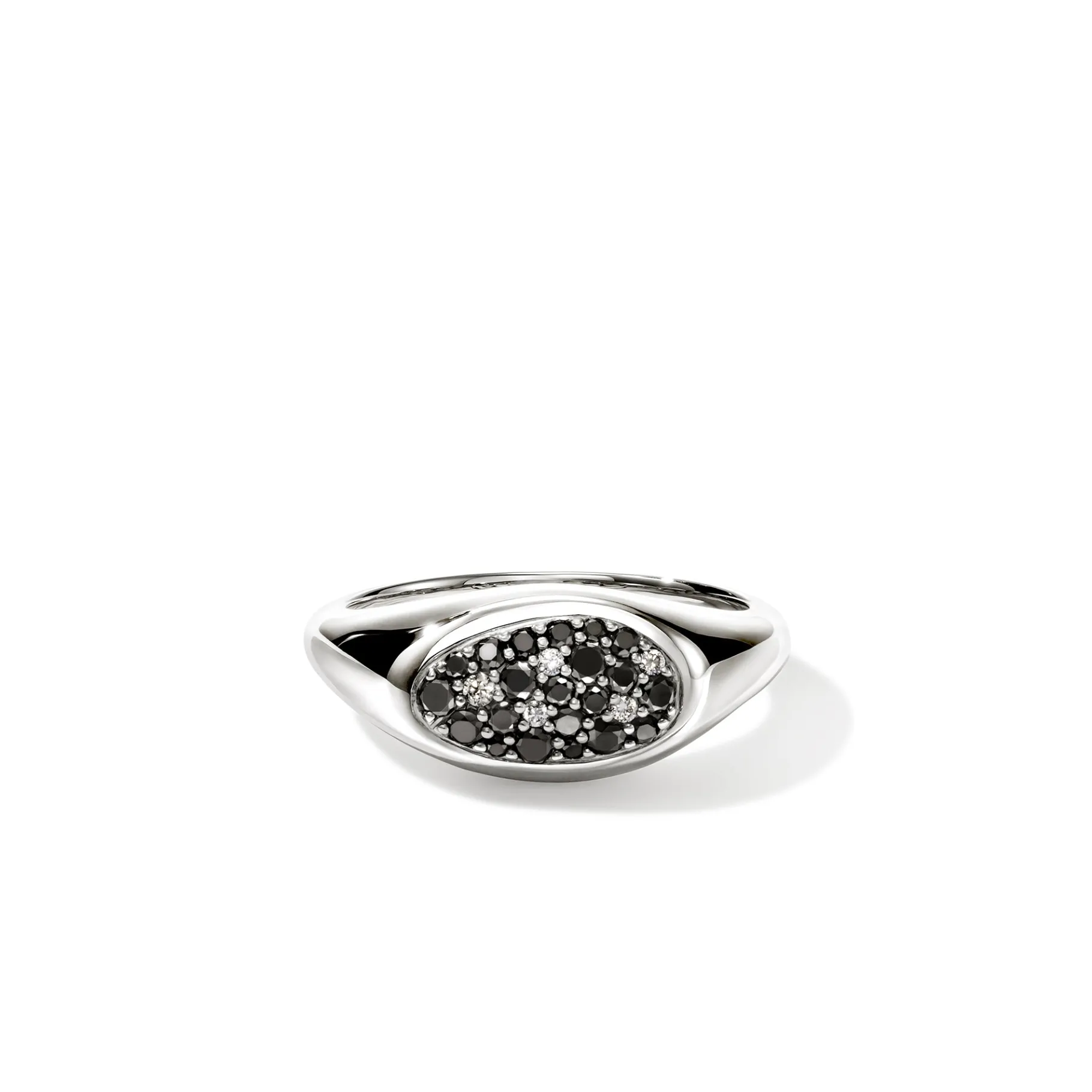 Women John Hardy Pebble Ring, Sterling Silver, Black Sand Diamond Pavé