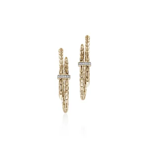 Women John Hardy Spear Hoop Earrings, Gold, Diamonds