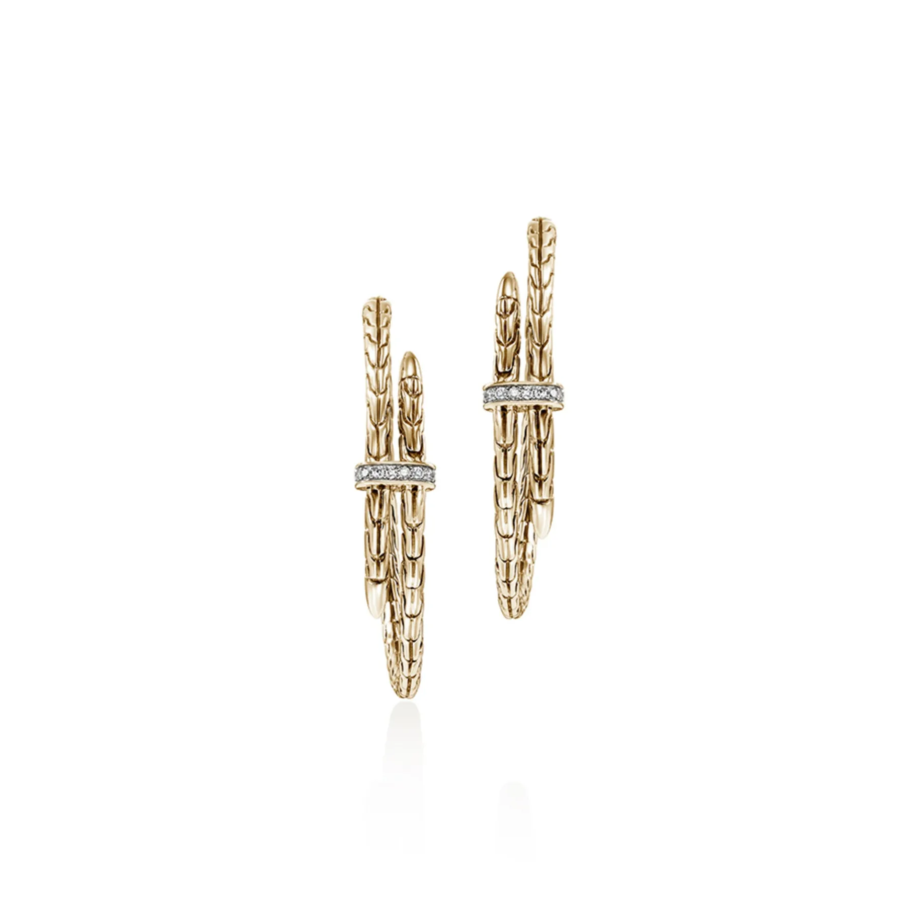Women John Hardy Spear Hoop Earrings, Gold, Diamonds