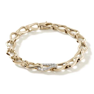 Women John Hardy Surf Bracelet, Gold, Diamonds, 8.5MM