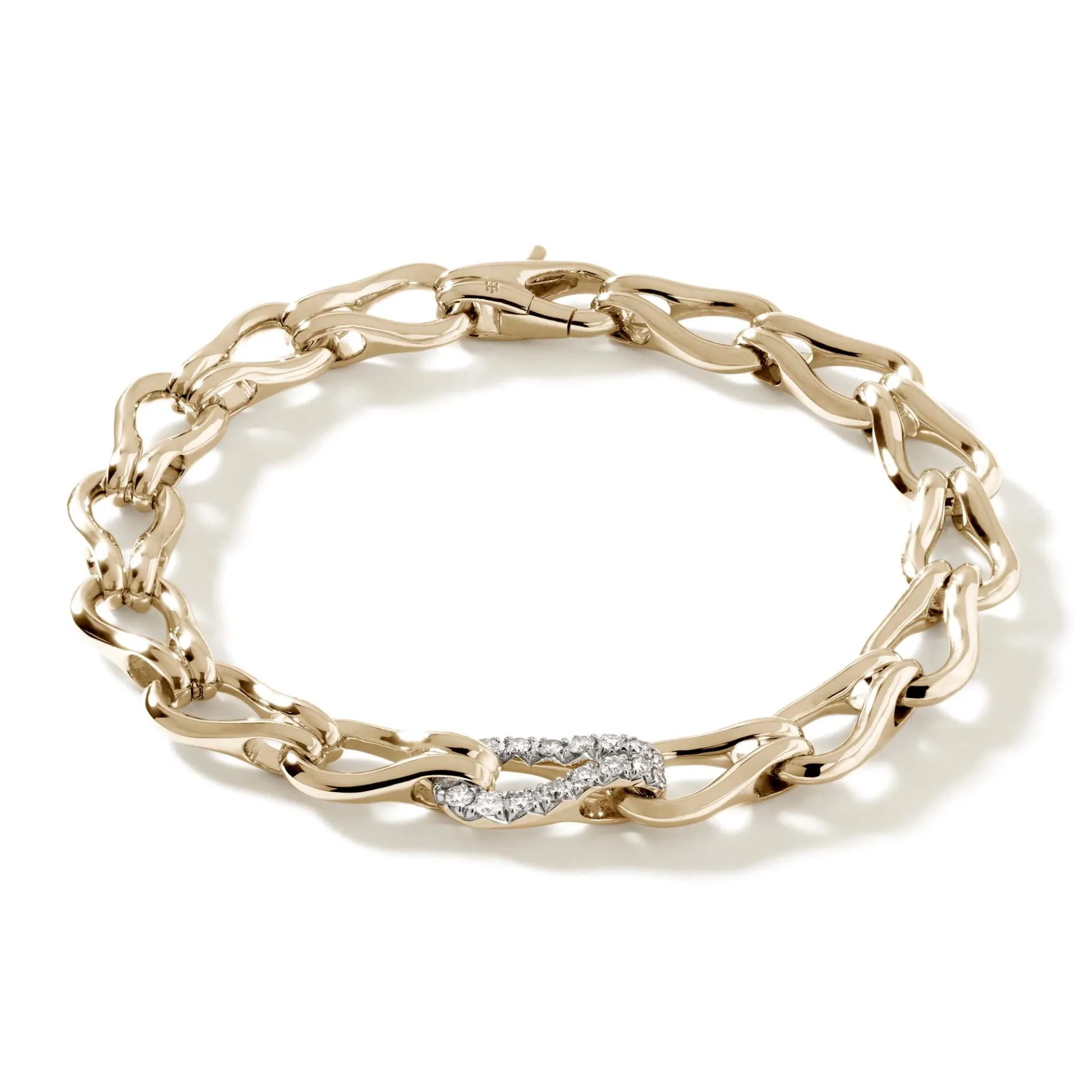 Women John Hardy Surf Bracelet, Gold, Diamonds, 8.5MM