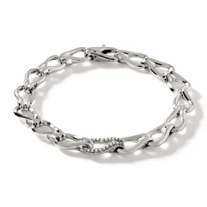 Women John Hardy Surf Bracelet, Silver, Diamonds, 8.5MM