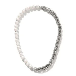 Women John Hardy Surf Necklace, Sterling Silver, Pearls, 10.5MM