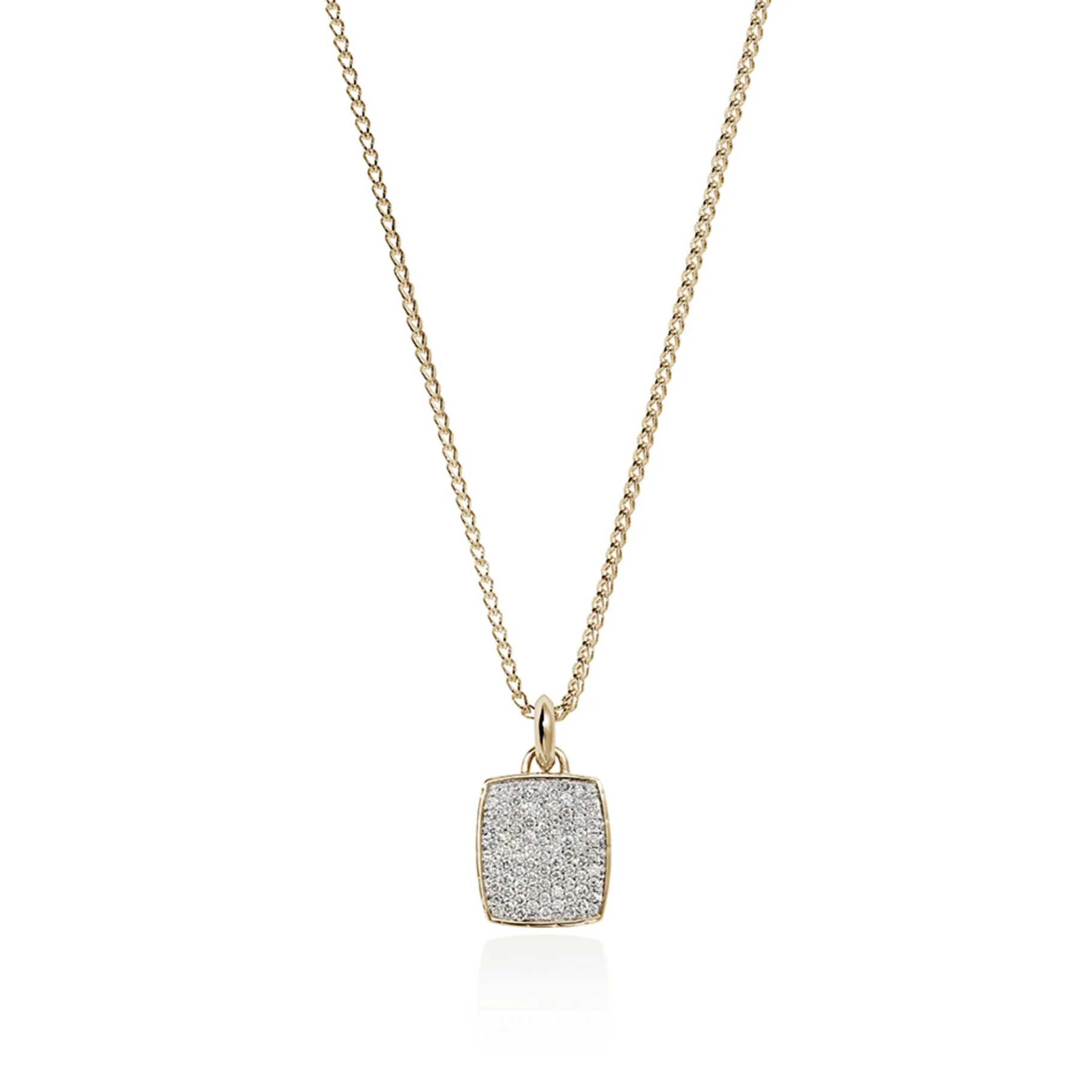 John Hardy Tag Necklace, Gold, Diamonds